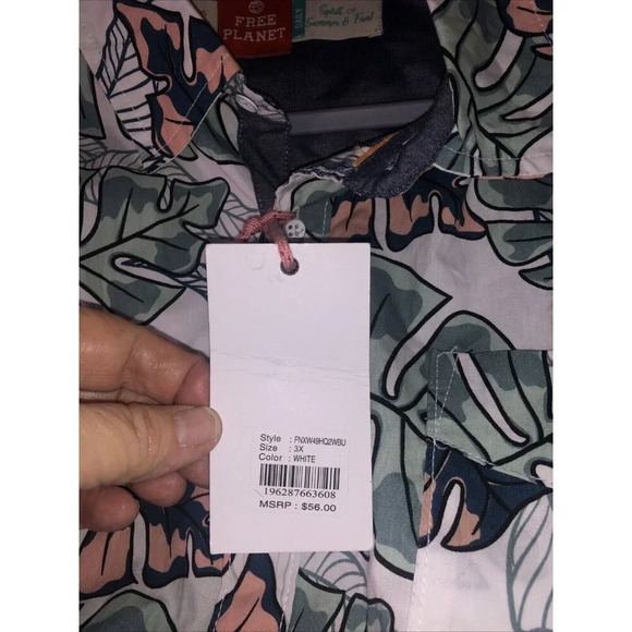 Free Planet Hawaiian Tropical Button Up Shirt Mens Size 3XL NWT Vacay Spirit - Picture 10 of 10